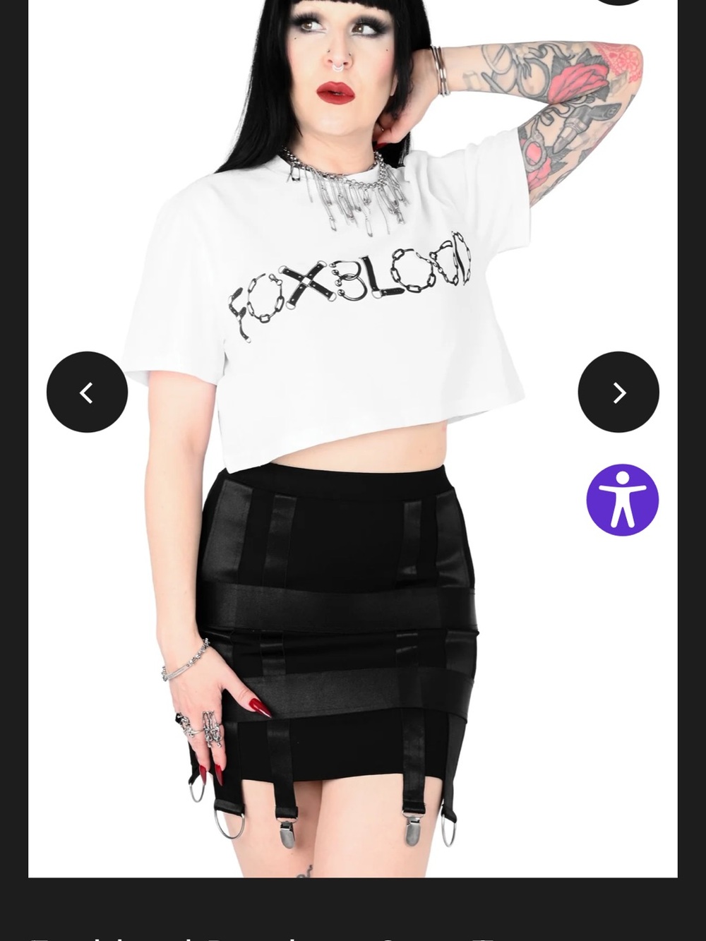 Foxblood chain link look White Cropped Graphic Tee